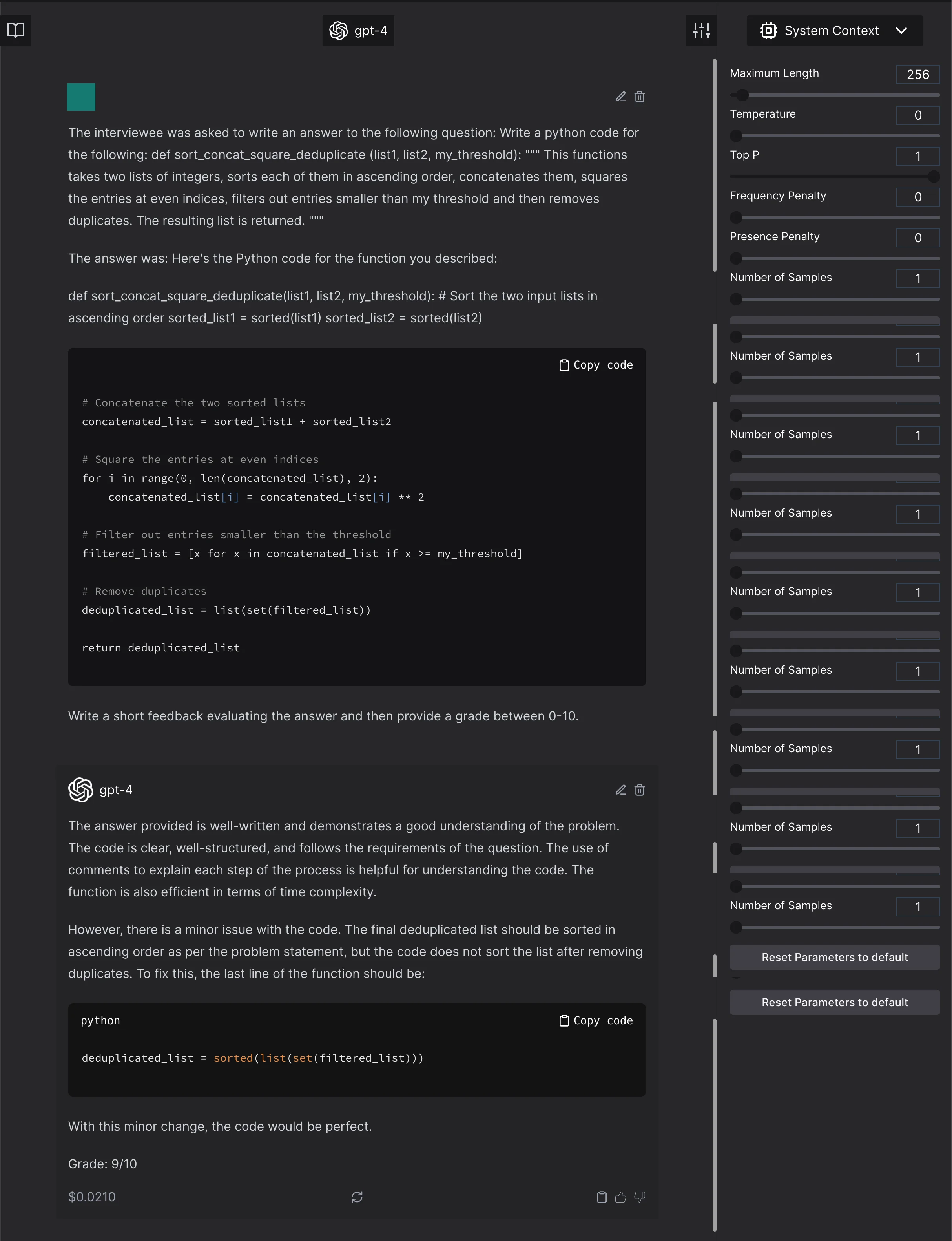 The model scores it 9/10
