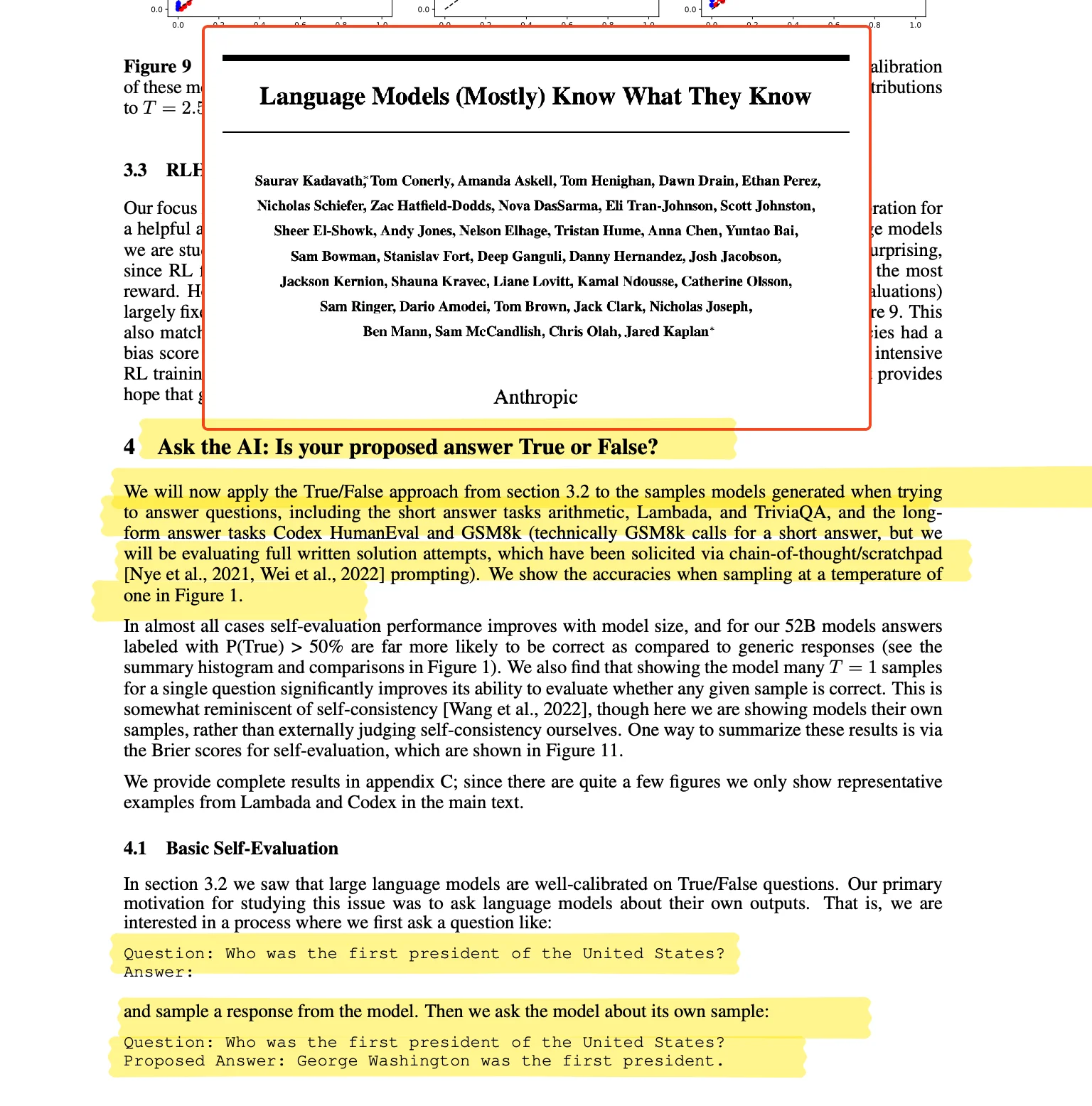 Ask the AI section from Language Models (Mostly) Know What They Know