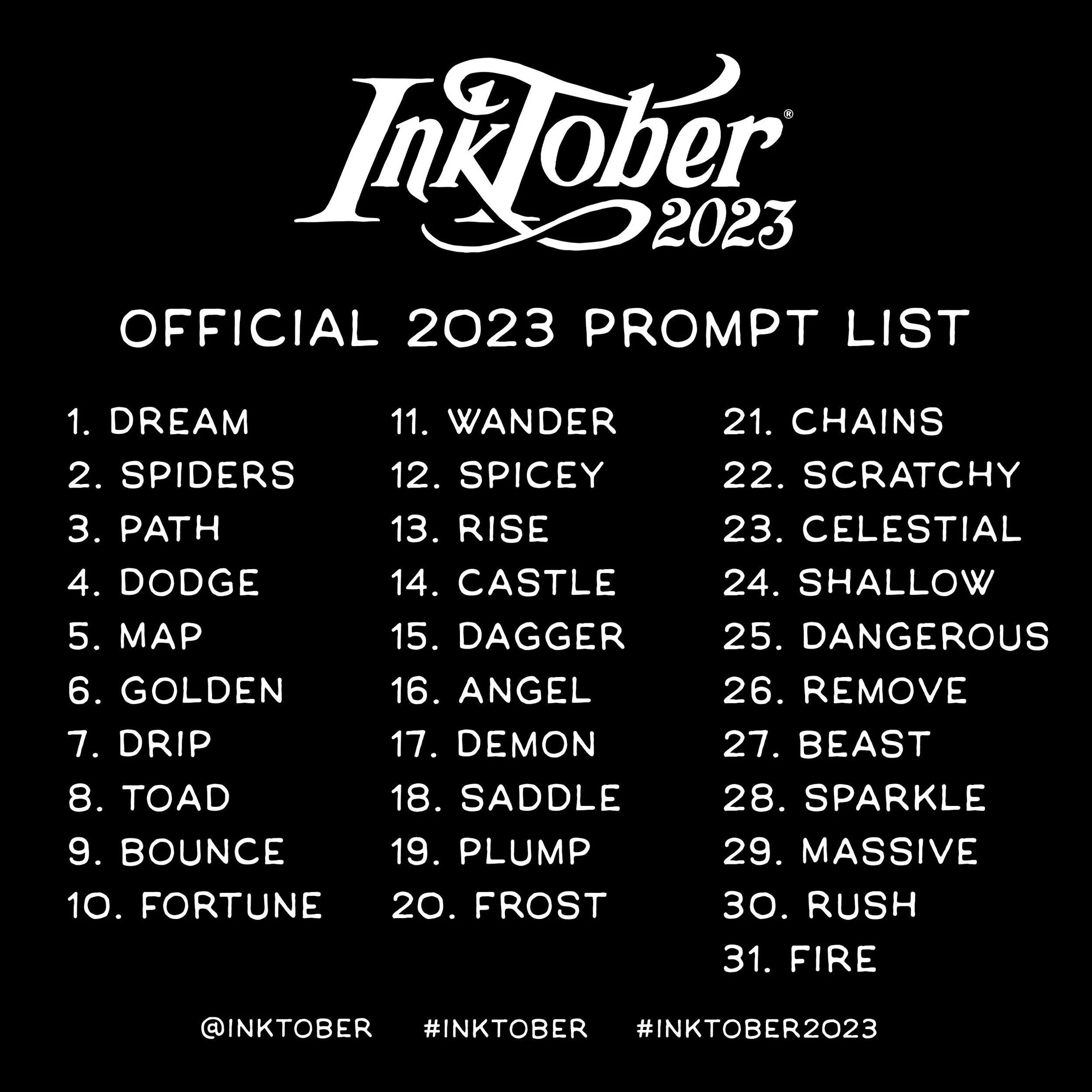 Inktober 2023 Prompts