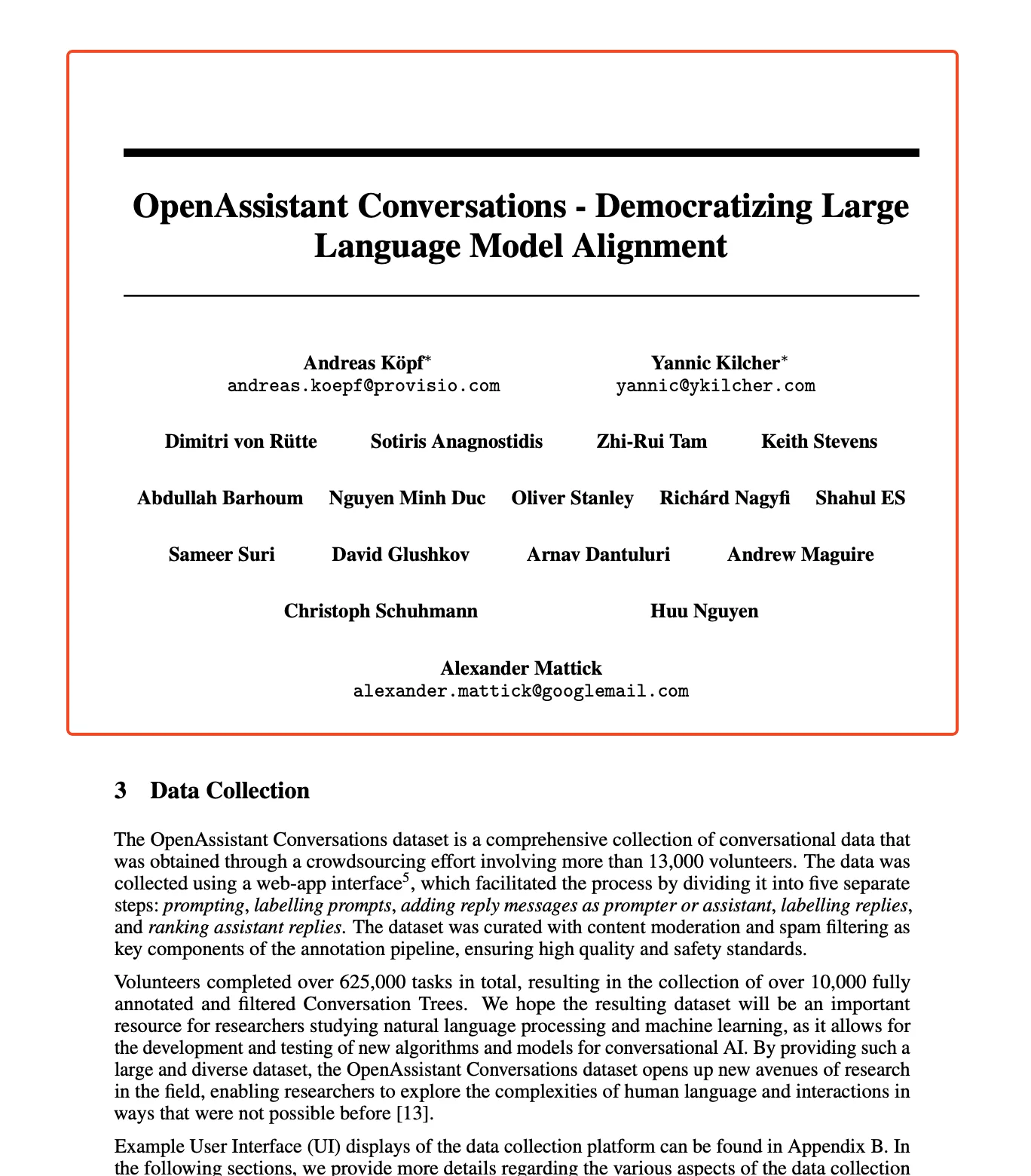 Evaluating models through single turn or multi-turn conversations in OpenAssistant Conversations - Democratizing Large Language Model Alignment